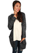 Sexy Heathered Black Long Sleeve Hooded Long Cardigan